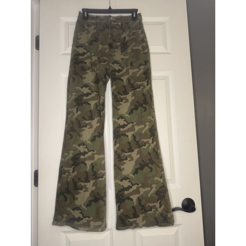 Daze Far Out High Waist Wide Leg Jeans Hideaway Camo Print 26